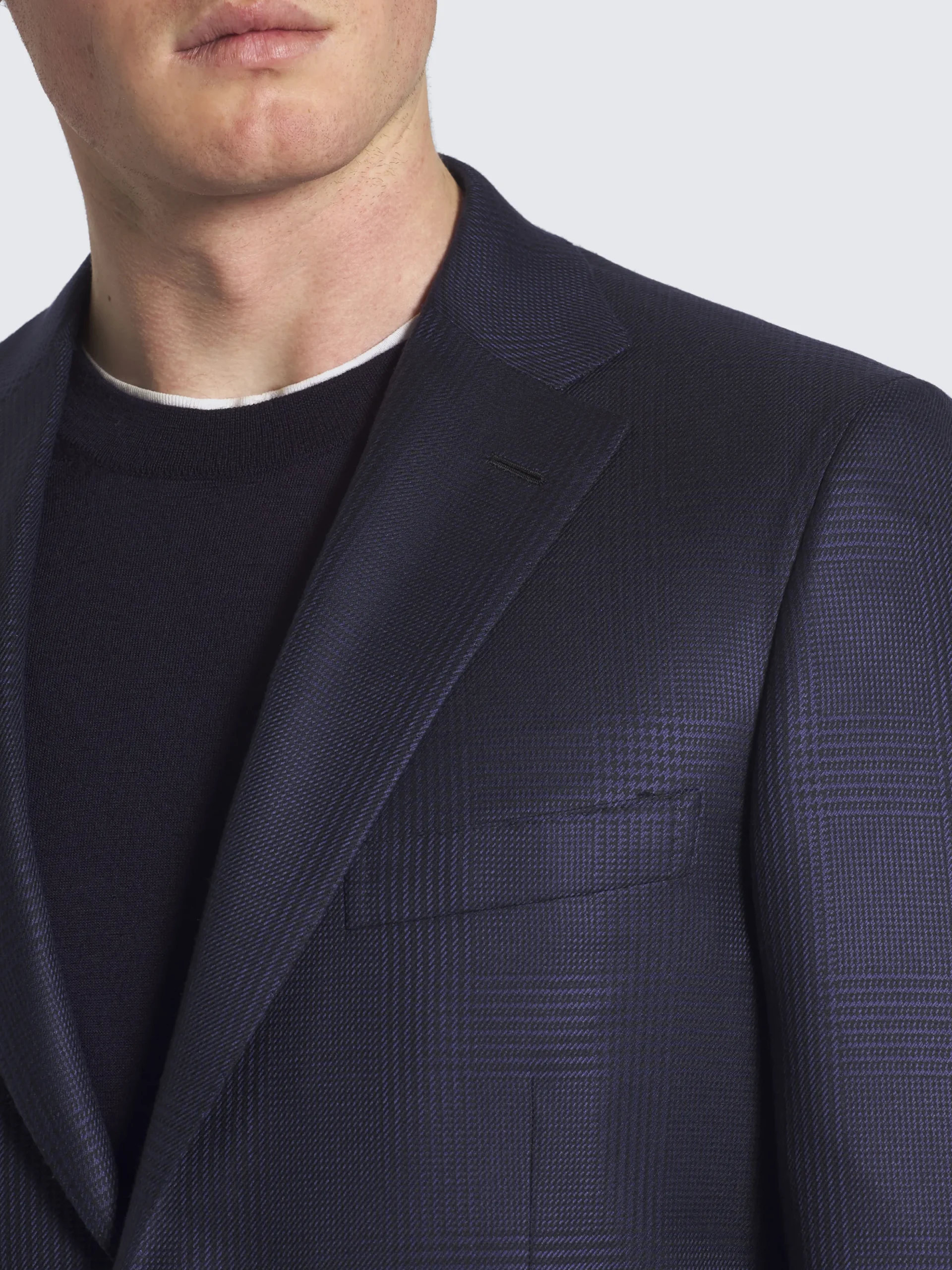 Clearance Brioni glen plaid wool and silk Ravello jacket Navy blue