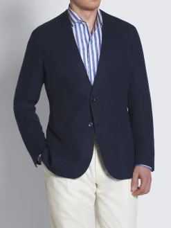 Online Brioni Navy blue linen, wool and silk Jardigan