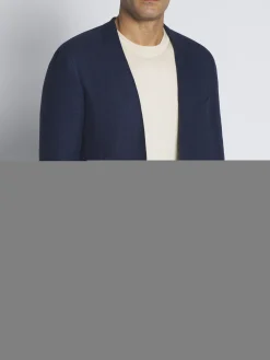 Sale Brioni Navy blue linen, wool and silk Jardigan