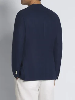 Sale Brioni Navy blue linen, wool and silk Jardigan