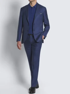 Best Brioni Navy blue linen, wool and silk double-breasted Jardigan