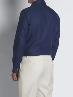 Best Brioni micro motif cotton formal shirt Navy blue