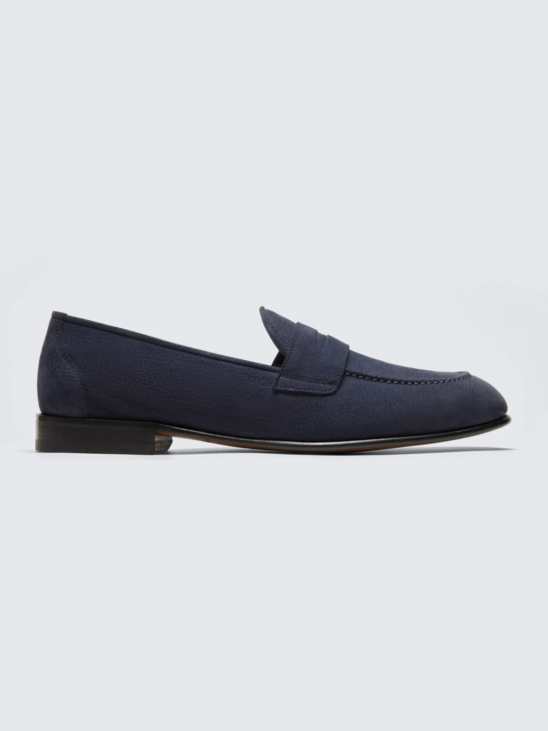 New Brioni nubuck Appia penny loafers Navy blue