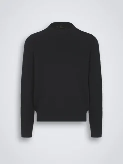 Best Brioni organic cotton, silk and cashmere Trama weave crewneck sweater Navy blue