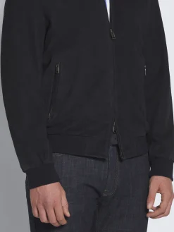 Online Brioni Navy blue perforated suede bomber