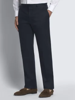 Best Brioni Sea Island cotton twill Tigullio trousers Navy blue