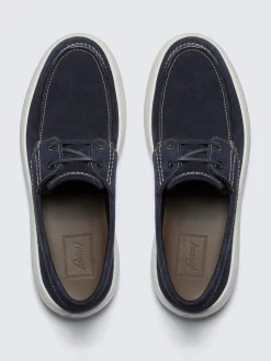 New Brioni suede boat derby shoes Navy blue