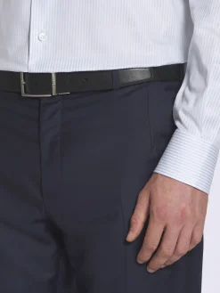 Best Brioni Navy blue Super 150's wool sharskin Journey trousers