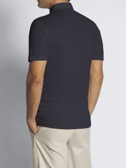 Fashion Brioni Navy blue tech wool polo