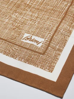 Outlet Brioni Ochre and white silk pocket square Ochre yellow