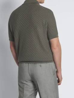 Fashion Brioni Olive green cotton, silk and cashmere Trama weave polo