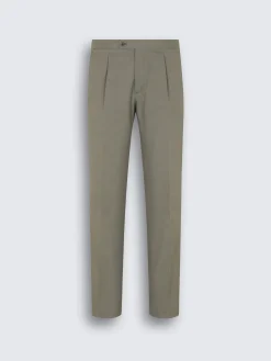New Brioni Olive green Sea Island cotton and wool Firenze trousers
