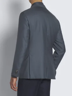 Fashion Brioni cashmere and silk twill Plume jacket Petroleum blue