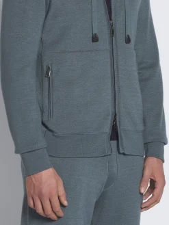 Online Brioni Petroleum blue cashmere, silk and cotton reversible hoodie