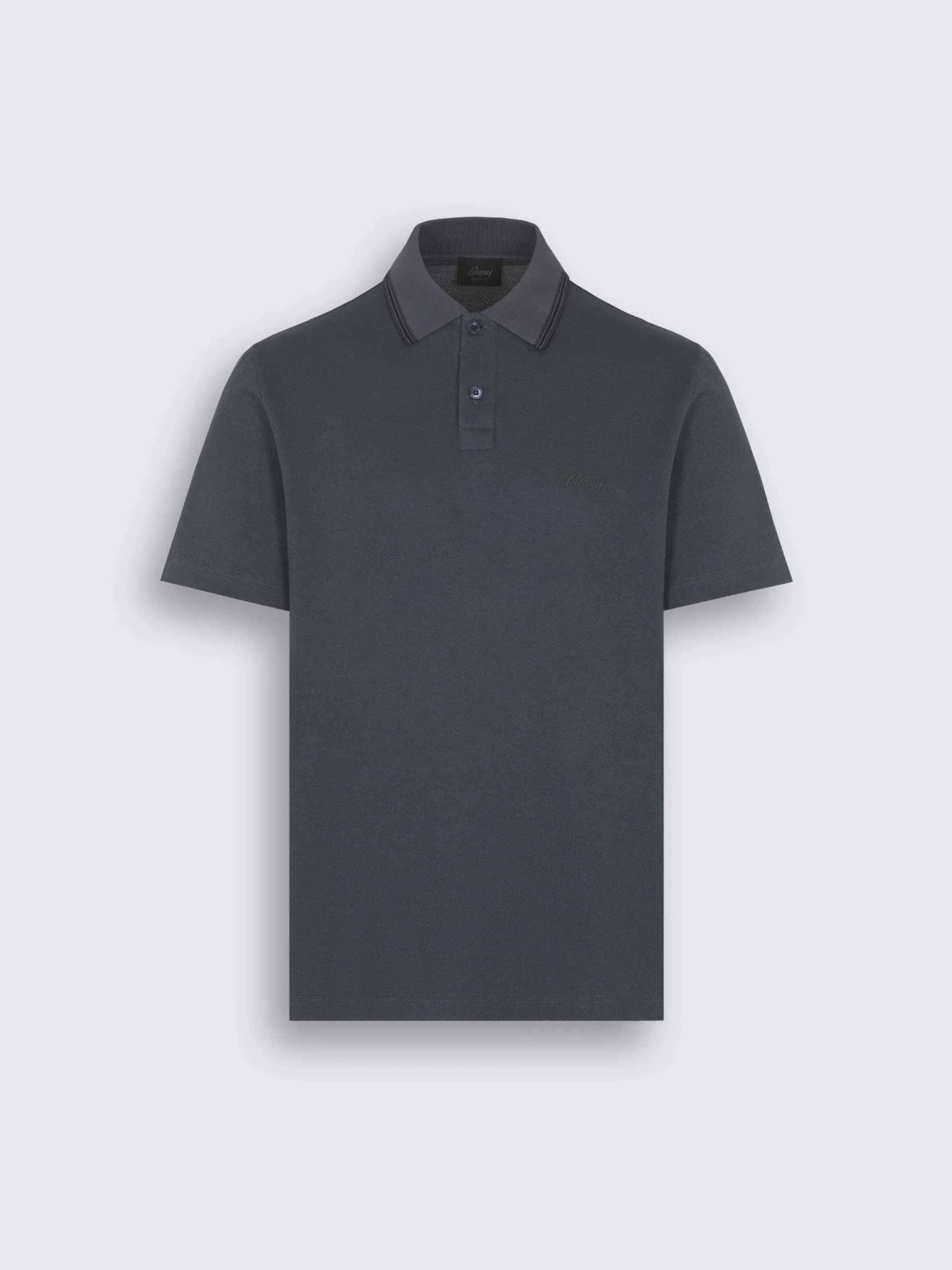 Outlet Brioni organic cotton piqué polo Petroleum blue