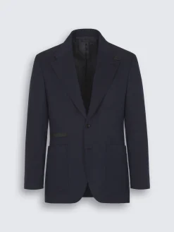 Sale Brioni Royal and navy blue cotton, silk and cashmere Trama weave polo