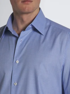 Sale Brioni glen plaid Ventiquattro cotton twill formal shirt Royal blue