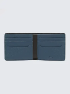 Outlet Brioni grained leather wallet Sapphire blue