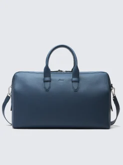 Discount Brioni grained leather duffle bag Sapphire blue