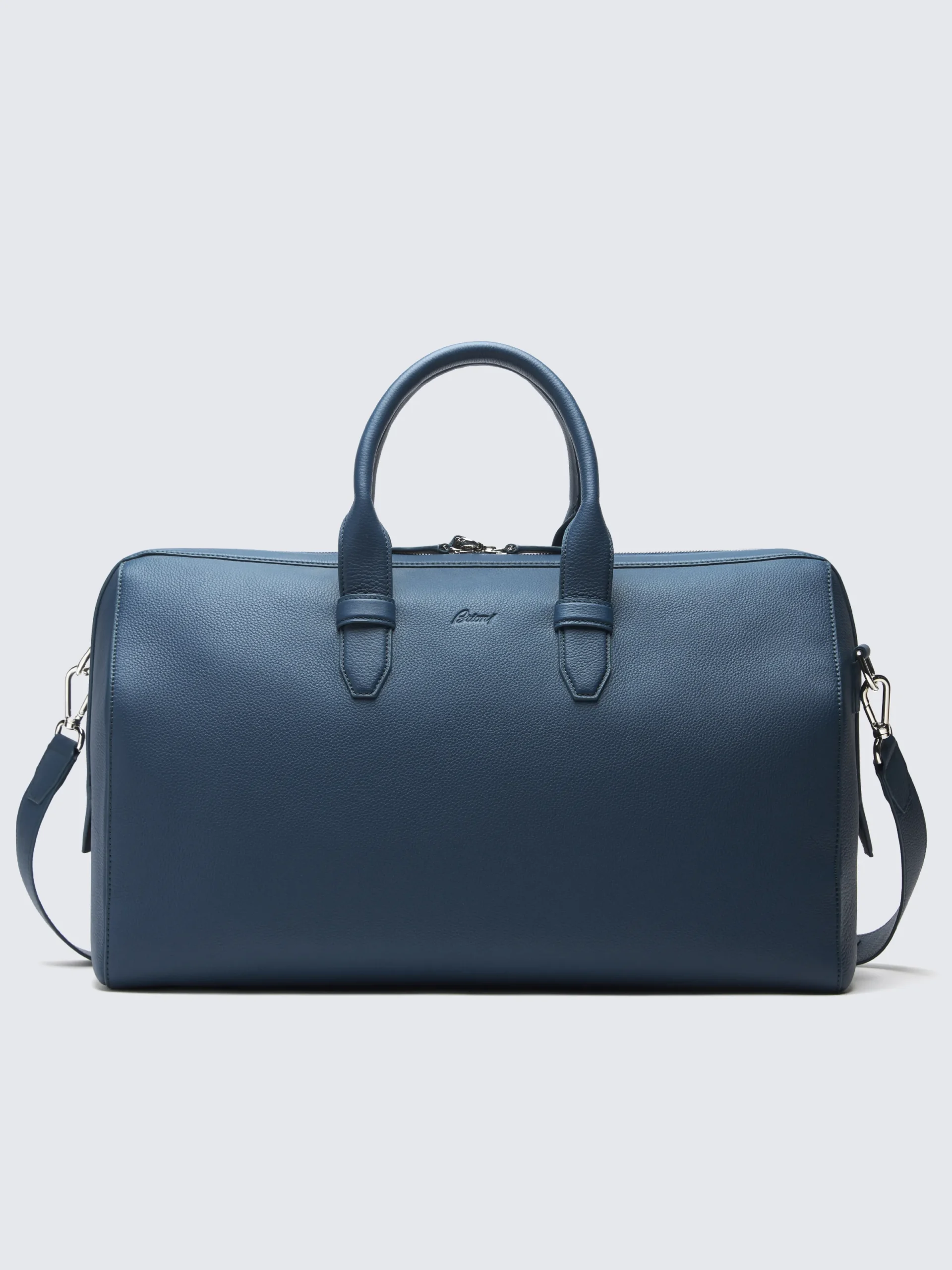 Discount Brioni grained leather duffle bag Sapphire blue