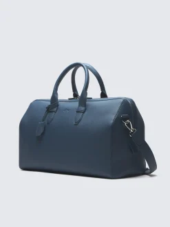 Discount Brioni grained leather duffle bag Sapphire blue