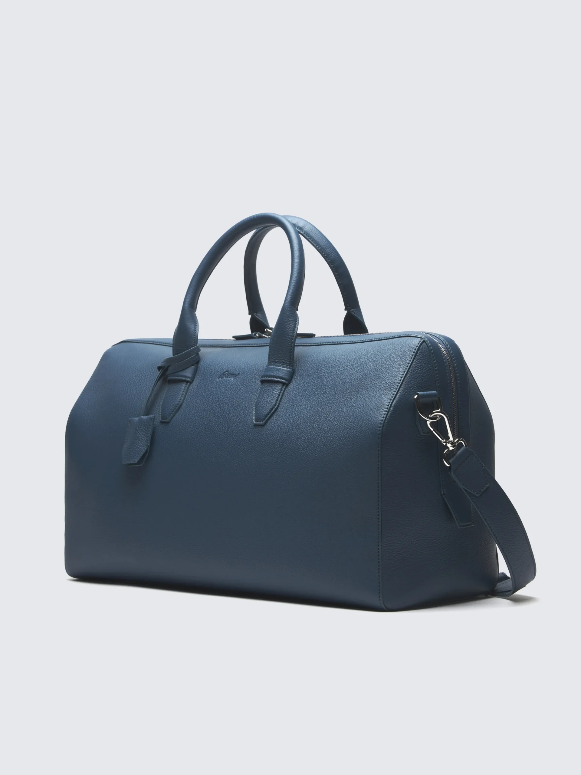 Discount Brioni grained leather duffle bag Sapphire blue