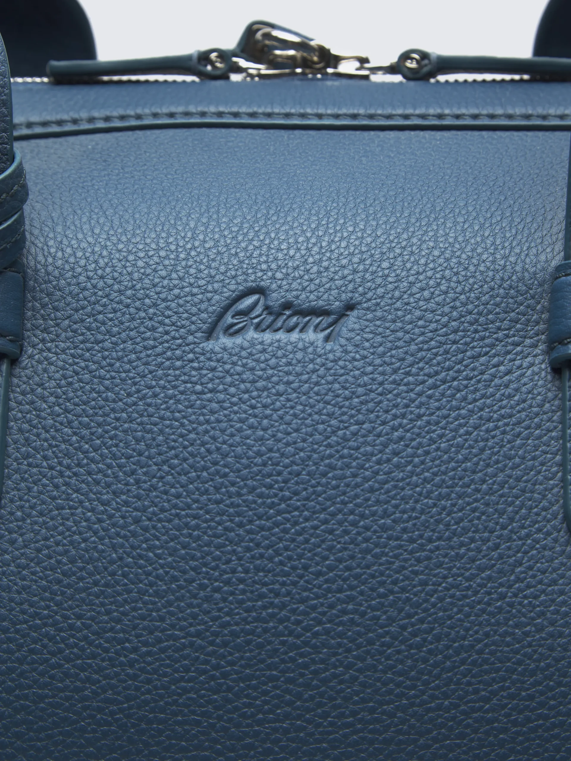 Discount Brioni grained leather duffle bag Sapphire blue