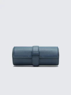 New Brioni grained leather watch case Sapphire blue