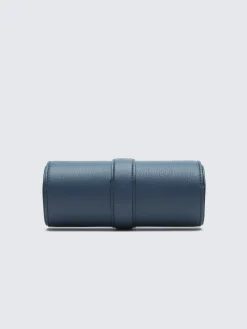 New Brioni grained leather watch case Sapphire blue