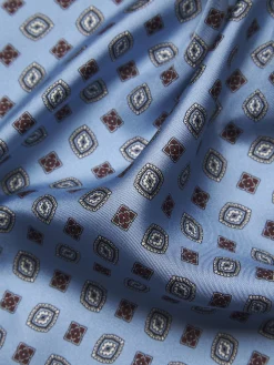 Fashion Brioni and bordeaux micro motif silk foulard Sky Blue