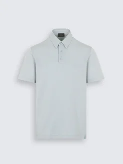 New Brioni cotton piqué polo Sky Blue