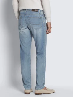 Outlet Brioni Sky blue cotton selvedge denim Meribel jeans