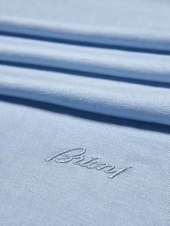 Sale Brioni linen and silk scarf Sky Blue