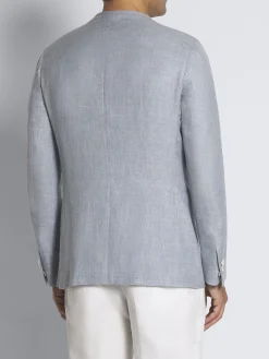Fashion Brioni Sky blue linen, wool and silk Jardigan