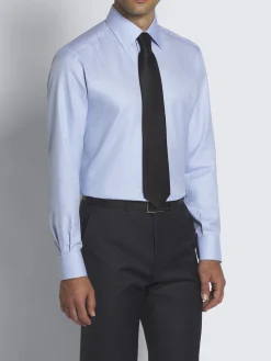 Fashion Brioni micro houndstooth Sea Island cotton formal shirt Sky Blue