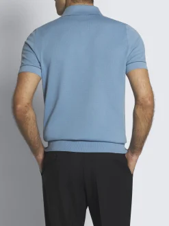 Outlet Brioni Sea Island piqué cotton polo Sky Blue