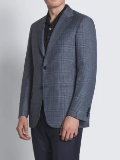 Hot Brioni Steel blue glen plaid wool Ravello jacket