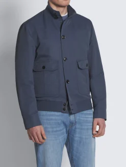 Outlet Brioni technical linen 75 blouson Steel blue