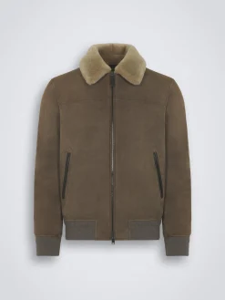 New Brioni shearling shirt collar blouson Taupe