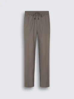 New Brioni Taupe silk seersucker Asolo trousers