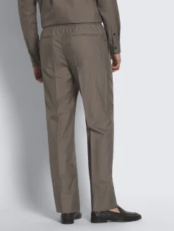 New Brioni Taupe silk seersucker Asolo trousers