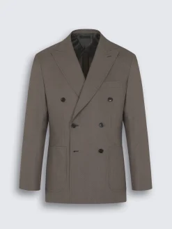 New Brioni Taupe silk seersucker Asolo trousers