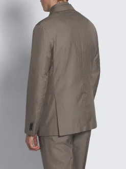 Online Brioni Taupe silk seersucker double-breasted Soffio jacket