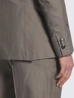 Online Brioni Taupe silk seersucker double-breasted Soffio jacket