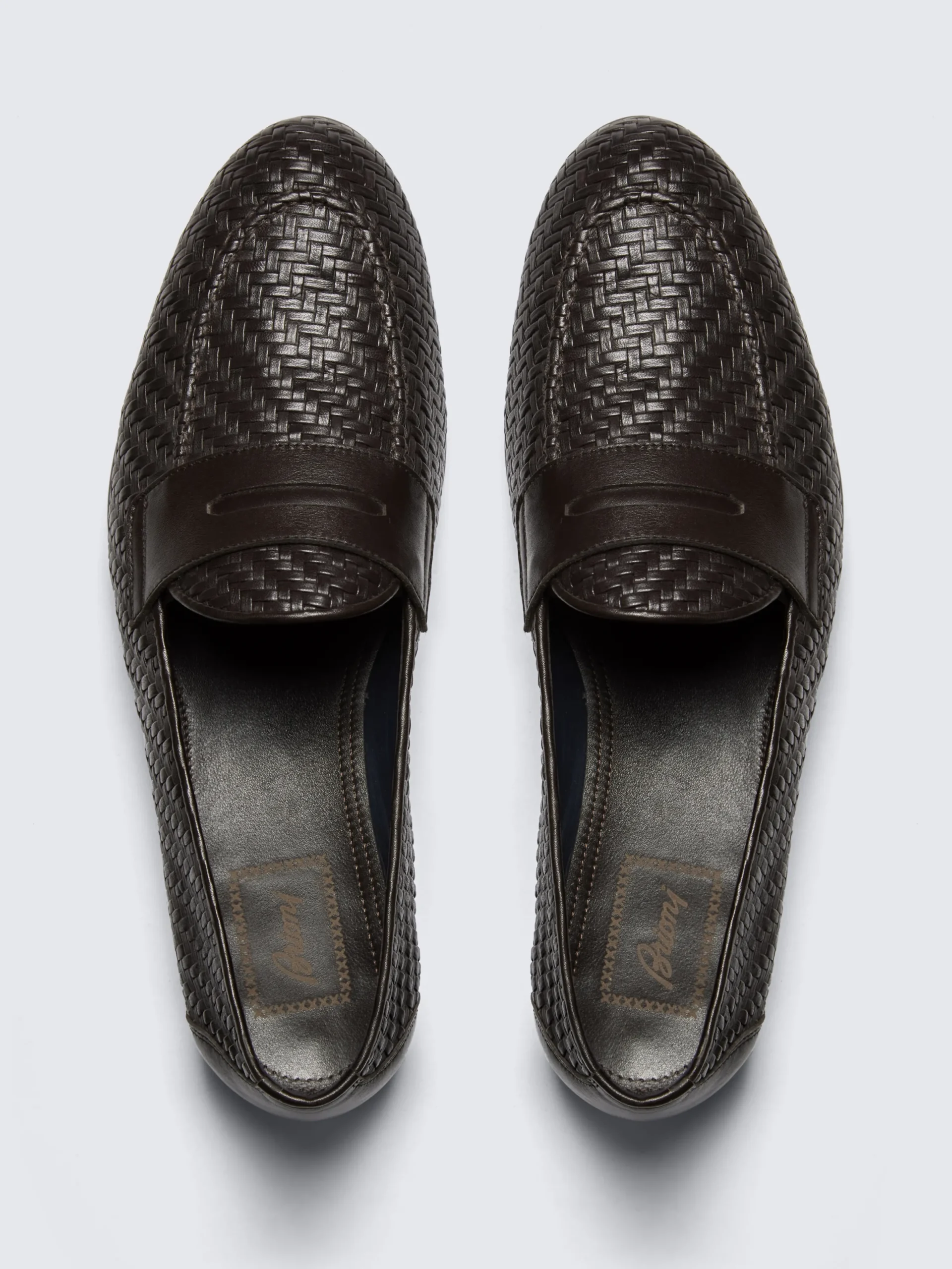 Online Brioni Taupe Super 130's wool sharkskin Tigullio trousers