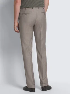 Online Brioni Taupe Super 130's wool sharkskin Tigullio trousers