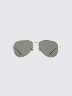 Outlet Brioni Titanium and dark grey double bridge sunglasses Gold