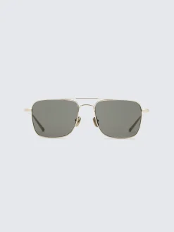 Sale Brioni Titanium and grey double bridge sunglasses Gold