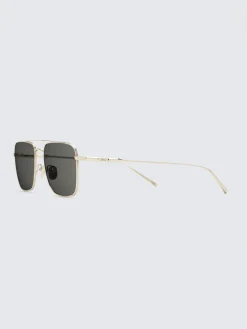 Sale Brioni Titanium and grey double bridge sunglasses Gold