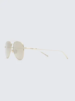 Outlet Brioni Titanium and grey pilot shape sunglasses Gold